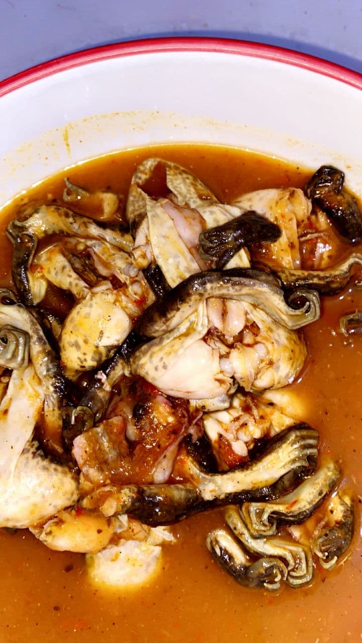 Bol d'escargots géants en sauce claire pimentée